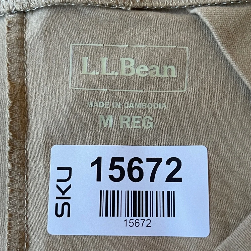 LL Bean Perfect Fit Pants Womens Medium Regular Khaki Tan Cotton Stretch 287678 - Picture 6 of 12